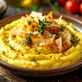 Cremige Fava mit knusprigem Filo und Kräutern – Vorspeise im Kreta Kochkurs in Fürth bei Nürnberg